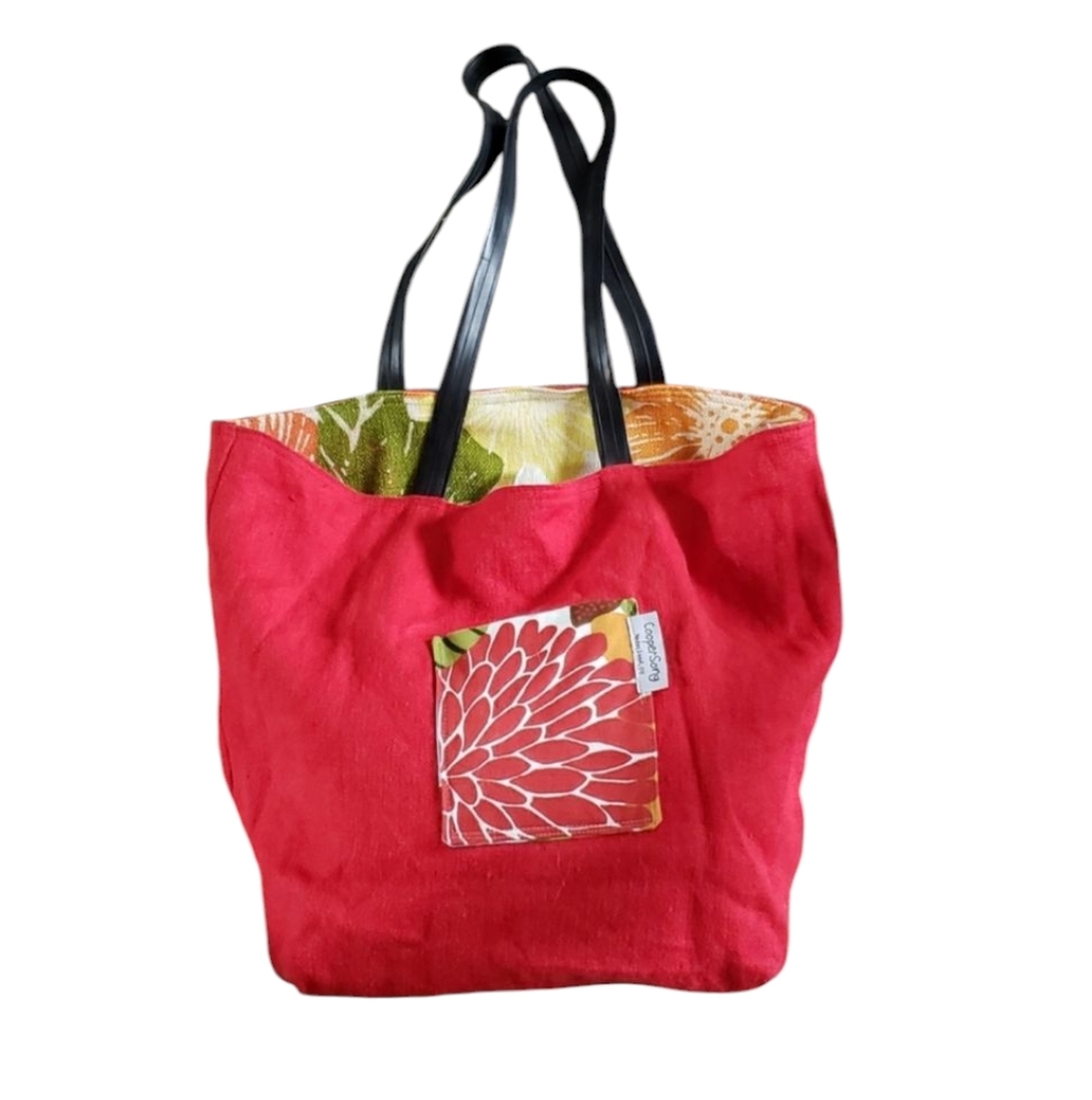 Cooper Song Red and Floral Bag with Recycled Shoulder Straps